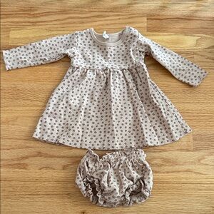 Quincy Mae Cream and Brown Floral Dress Set